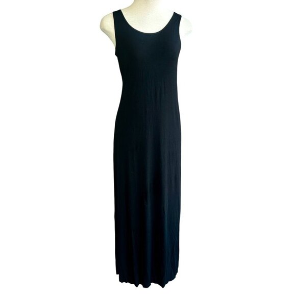 White & Warren Black Sleeveless Jersey Knit Maxi Dress Resort Casual Size Small - Picture 1 of 9